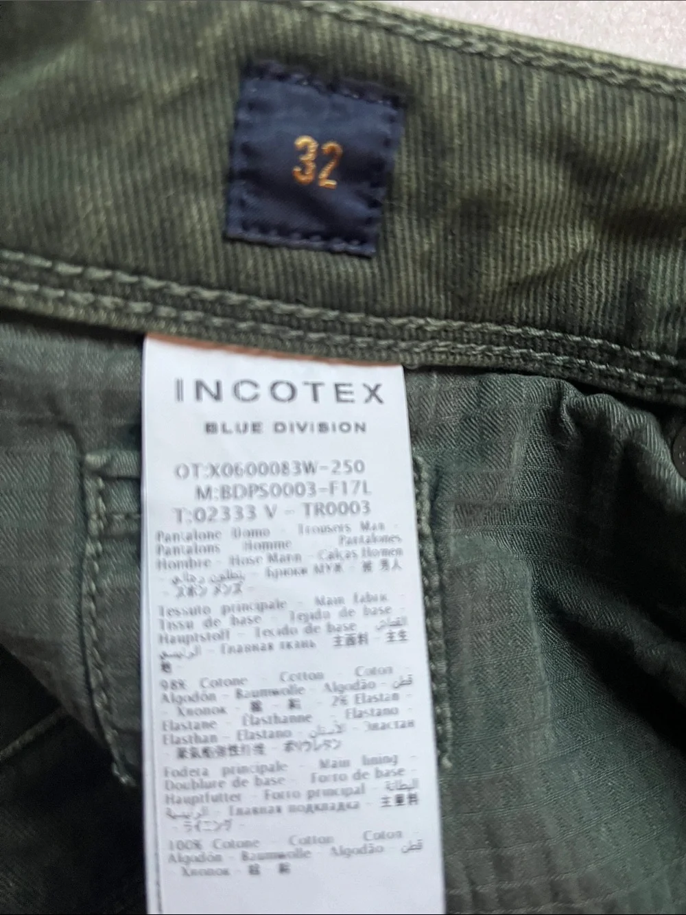 Incotex Olive Green Straight-Leg Jeans